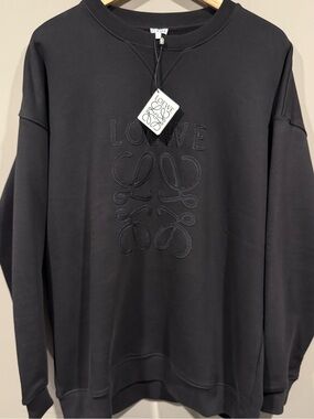 Loewe Black Logo mens Embroidered Crew Sweatshirt